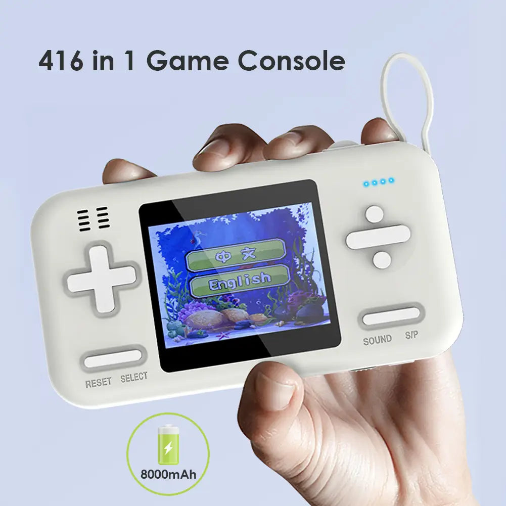 Retro Gamer Plus: 2-in-1 Power Bank & Game Console with 416 Built-In Games