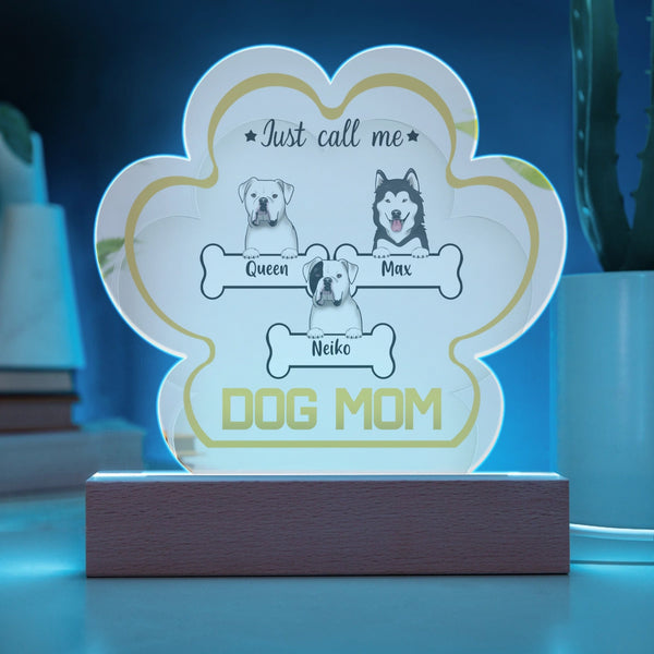 Acrylic Paw Plaque -USB LED Multicolor - Corded LED Base