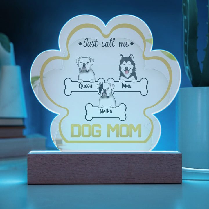Acrylic Paw Plaque -USB LED Multicolor - Corded LED Base