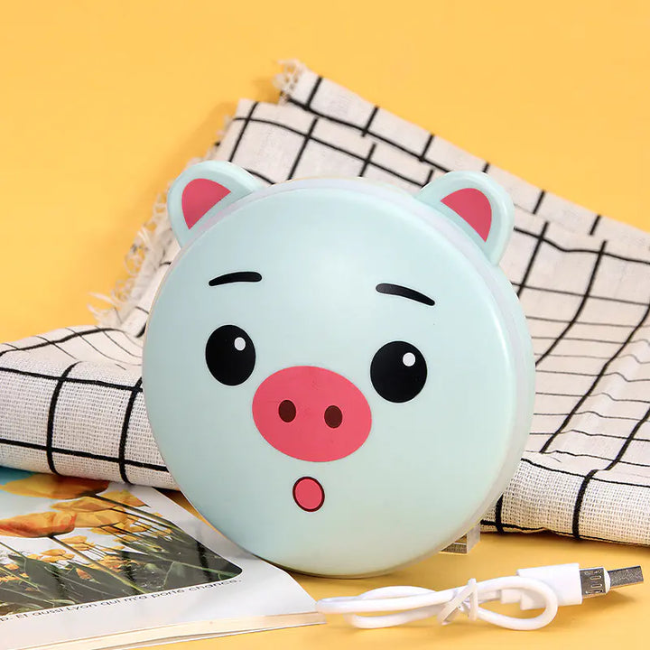 Bunny or Piggy Hug 2-in-1 Power Bank / Hand Warmer - Internet celebrity small fire pig [blue] 8 hours fever