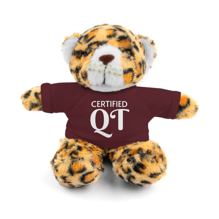 Certified QT Stuffed Animal - Cuddly Plush Bear with Adorable Tee - Maroon / Jaguar / 8’’ - Accessories