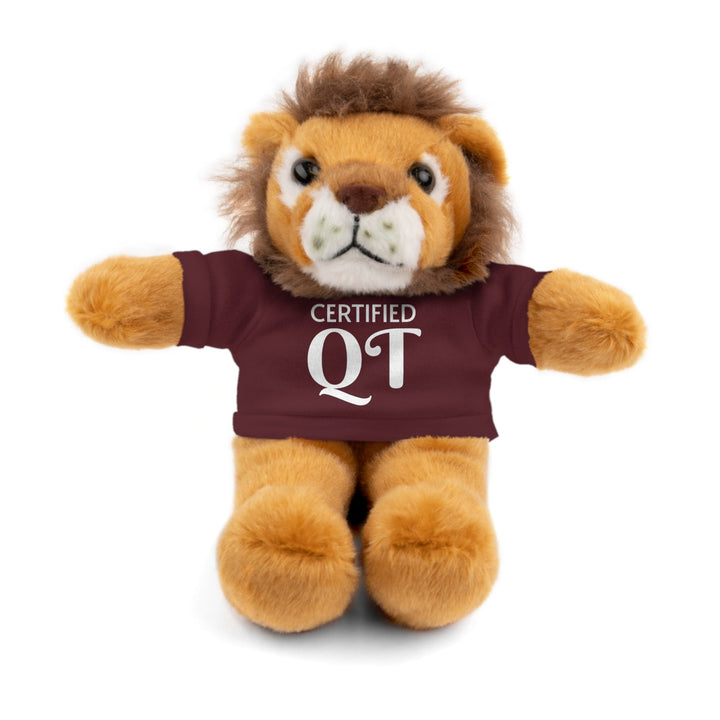 Certified QT Stuffed Animal - Cuddly Plush Bear with Adorable Tee - Maroon / Lion / 8’’ - Accessories