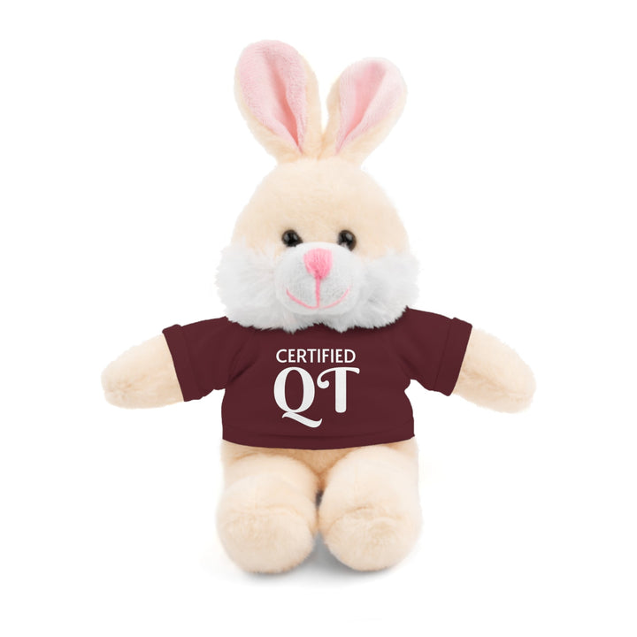 Certified QT Stuffed Animal - Cuddly Plush Bear with Adorable Tee - Maroon / Bunny / 8’’ - Accessories