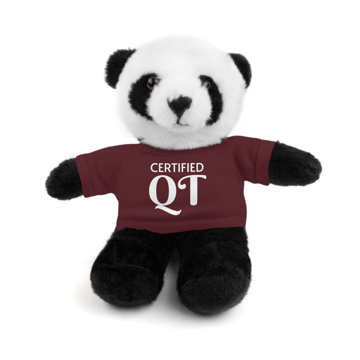 Certified QT Stuffed Animal - Cuddly Plush Bear with Adorable Tee - Maroon / Panda / 8’’ - Accessories