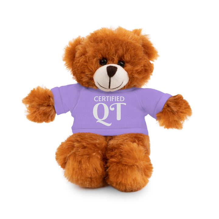 Certified QT Stuffed Animal - Cuddly Plush Bear with Adorable Tee - Lavender / Bear / 8’’ - Accessories
