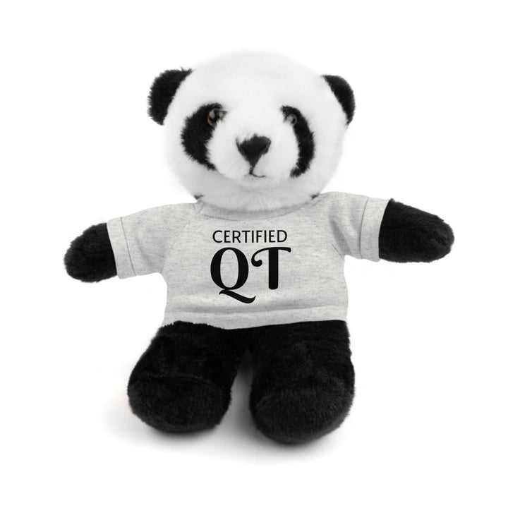 Certified QT Stuffed Animal - Cuddly Plush Bunny with Adorable Tee - Ash / Panda / 8’’ - Accessories