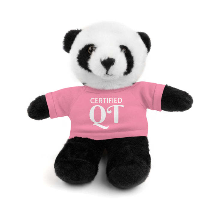 Certified QT Stuffed Animal - Cuddly Plush Bunny with Adorable Tee - Pink / Panda / 8’’ - Accessories