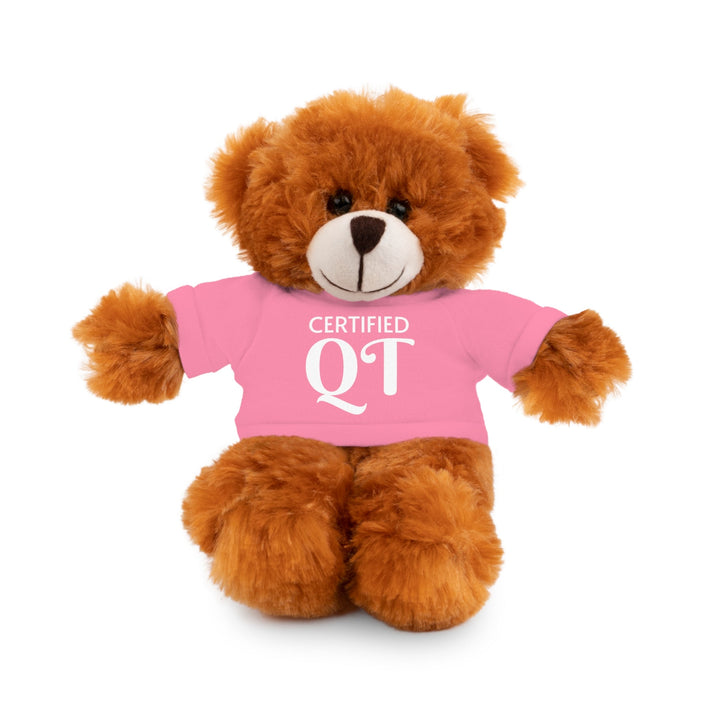 Certified QT Stuffed Animal - Cuddly Plush Bunny with Adorable Tee - Pink / Bear / 8’’ - Accessories