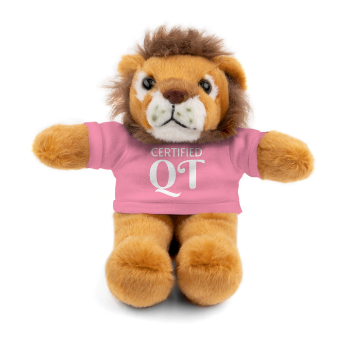 Certified QT Stuffed Animal - Cuddly Plush Panda with Adorable Tee - Pink / Lion / 8’’ - Accessories