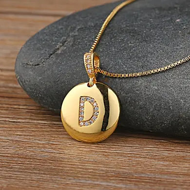 Chic Bronze Initial Magic Necklace for Girls - D