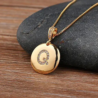 Chic Bronze Initial Magic Necklace for Girls - Q