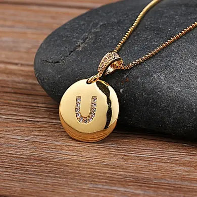 Chic Bronze Initial Magic Necklace for Girls - U