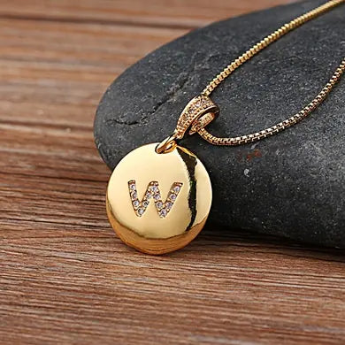 Chic Bronze Initial Magic Necklace for Girls - W