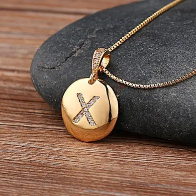 Chic Bronze Initial Magic Necklace for Girls - X