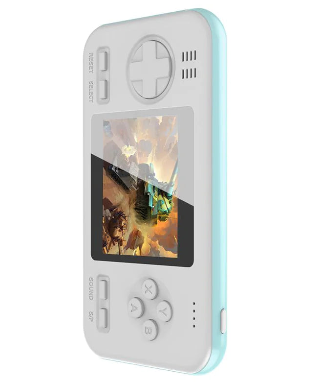 GameOn 2-in-1 Retro Handheld Game Console & 8000mAh Power Bank (Multiple Colors) - Blue and white