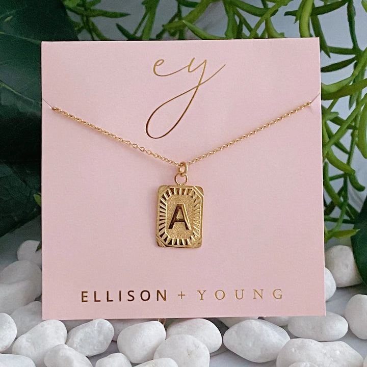 Golden Aztec Initial Pendant Necklace