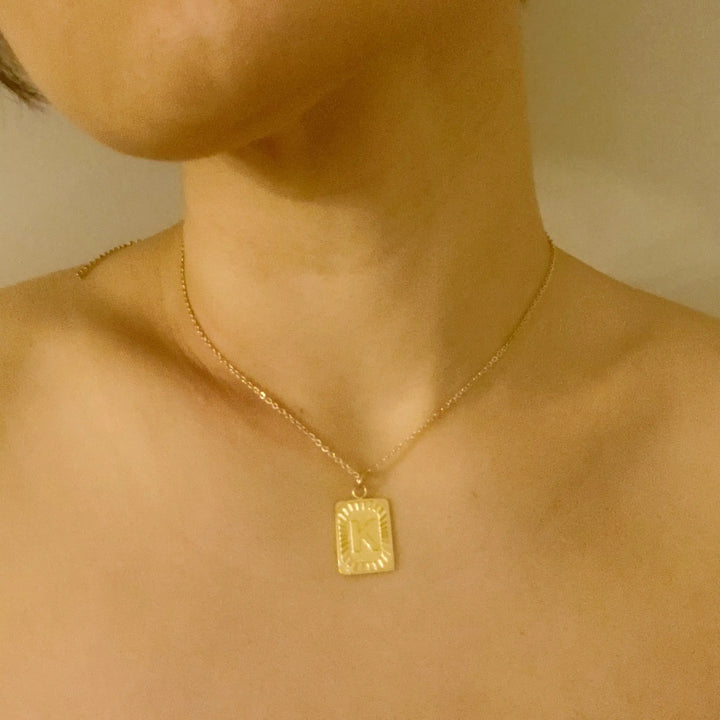 Golden Aztec Initial Pendant Necklace