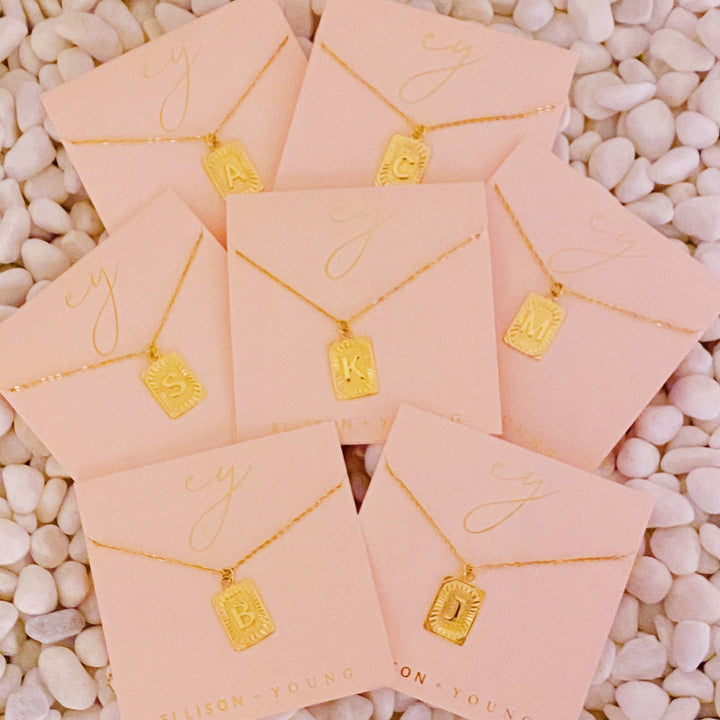 Golden Aztec Initial Pendant Necklace