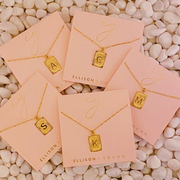Golden Aztec Initial Pendant Necklace