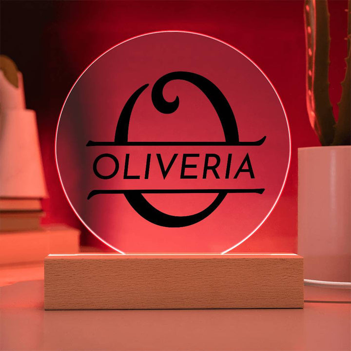Monogramed Letter Harrington Style - Acrylic LED Illuminated Plaque -USB (square dome or circle)