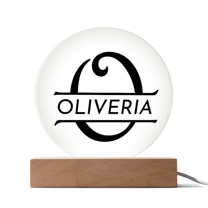 Monogramed Letter Harrington Style - Acrylic LED Illuminated Plaque -USB (square dome or circle)