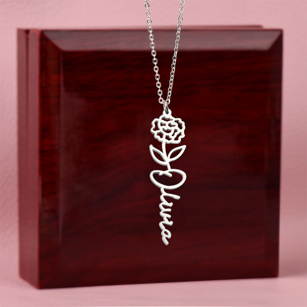 Personalized Flower Name Necklace - Custom Gift USA - vo•hn