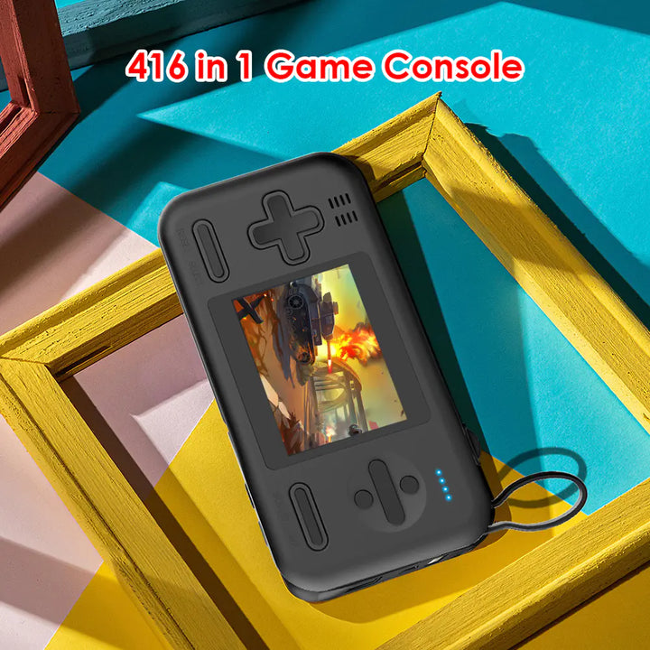 Retro Gamer Plus: 2-in-1 Power Bank & Game Console with 416 Built-In Games - Black