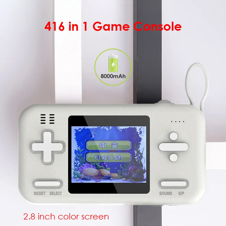Retro Gamer Plus: 2-in-1 Power Bank & Game Console with 416 Built-In Games - Black