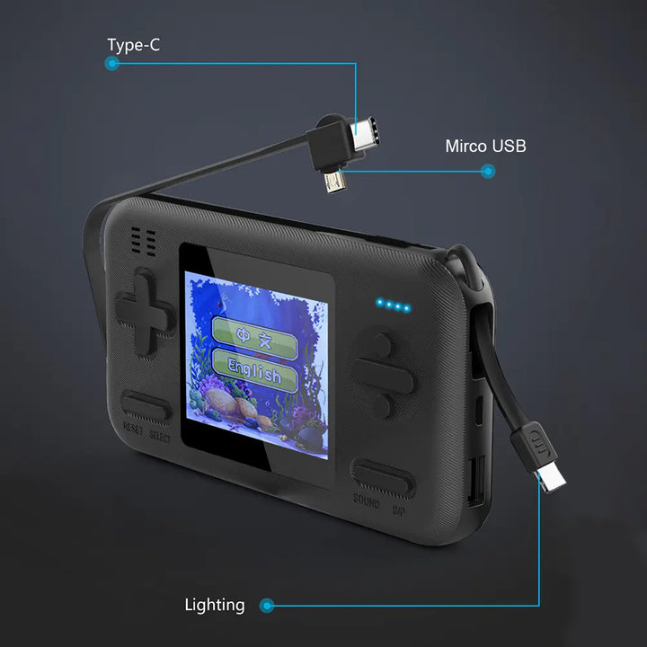 Retro Gamer Plus: 2-in-1 Power Bank & Game Console with 416 Built-In Games - Black