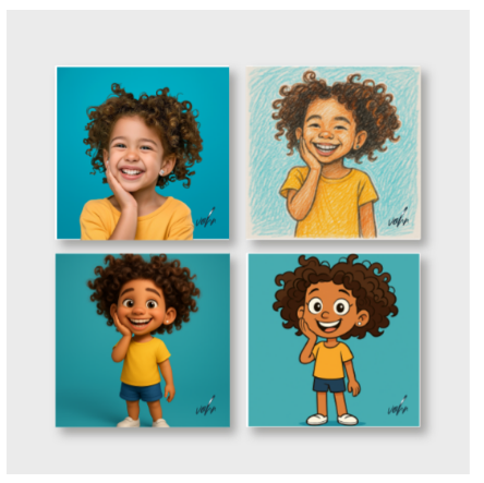 AI Kids Warhol-styled 2D-3D 4 Frame Print Set (See It Online) - Artwork