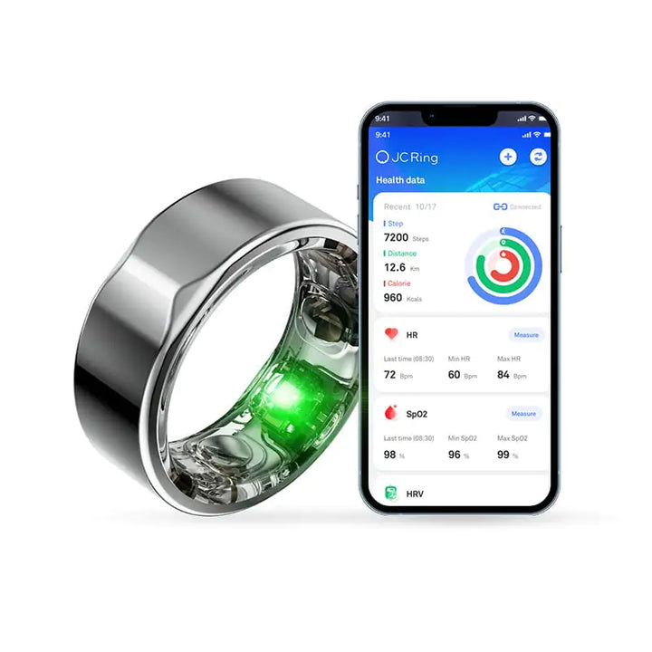 WellnessWear Smart Silver Ring: Heart & Sleep Monitor - Silver