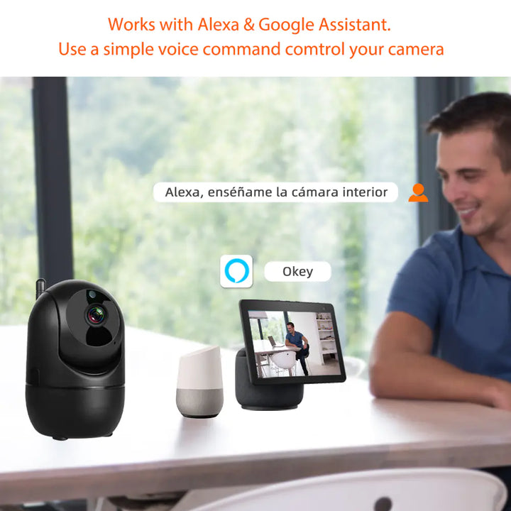 Wireless WiFi HD Night Vision 1080p Rotating Smart Cam - 2MP