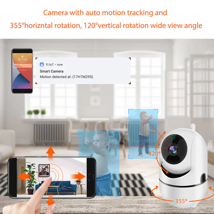 Wireless WiFi HD Night Vision 1080p Rotating Smart Cam - 2MP